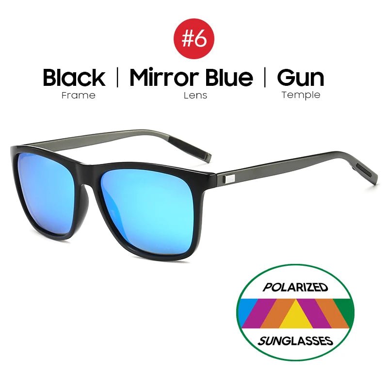 VIVIBEE Luxury Square Polarized Sunglasses Men Driving Blue Mirror Lens Classic Unisex Sun Glasses 2025  - Onlytenbucks.com