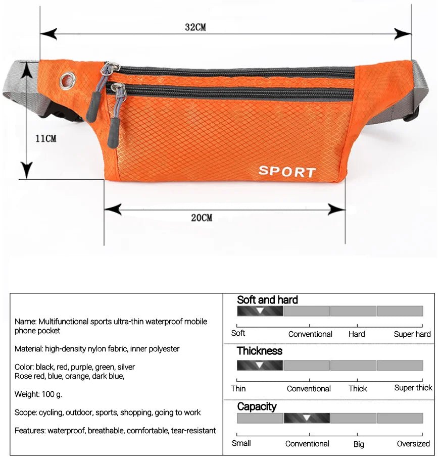 Waterproof Sports Waist Bag – Lightweight Chest & Shoulder Zip Pouch - Onlytenbucks.com