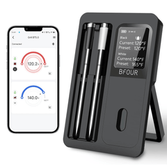 Wireless Bluetooth Meat Thermometer – IP67 Waterproof Probes with LCD Screen & Rechargeable Booster - Onlytenbucks.com