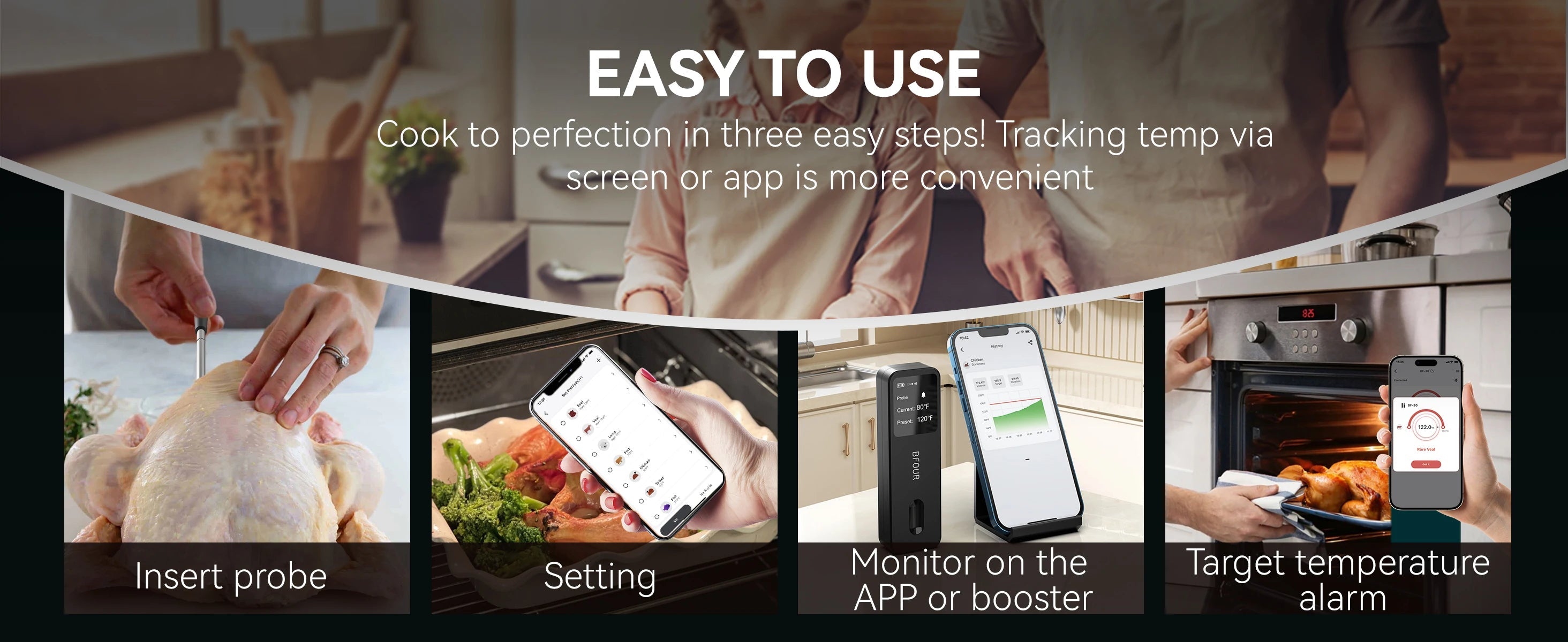 Wireless Bluetooth Meat Thermometer – IP67 Waterproof Probes with LCD Screen & Rechargeable Booster - Onlytenbucks.com