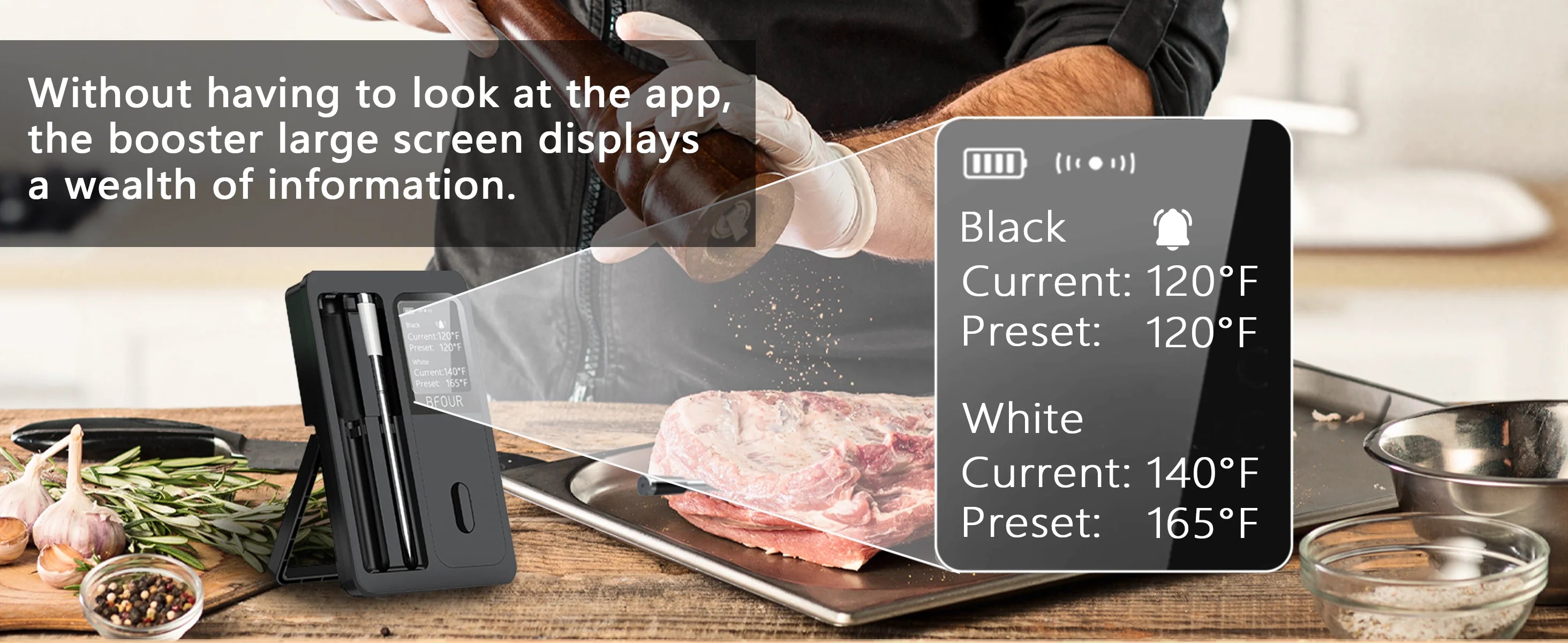 Wireless Bluetooth Meat Thermometer – IP67 Waterproof Probes with LCD Screen & Rechargeable Booster - Onlytenbucks.com