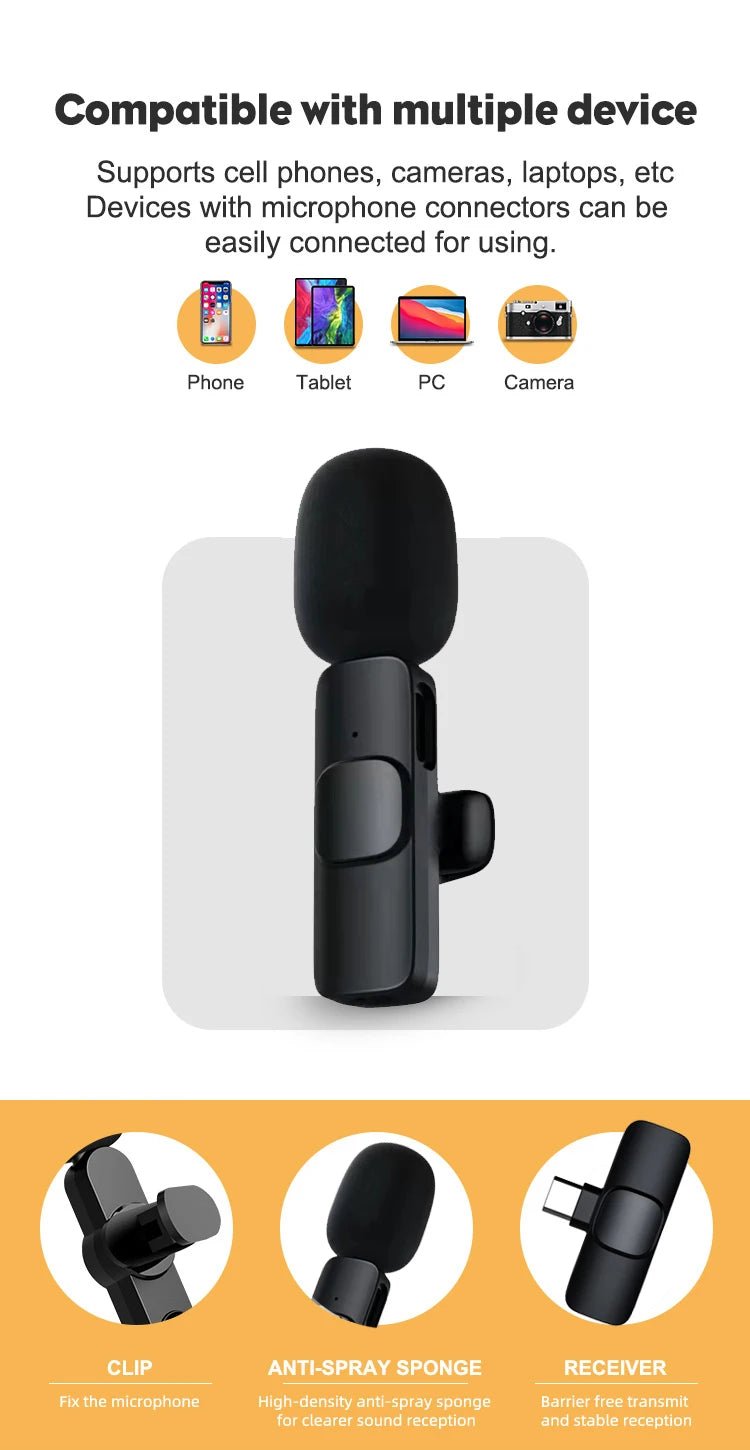 Wireless Lavalier Microphone – Rechargeable Clip - On Mic - Onlytenbucks.com