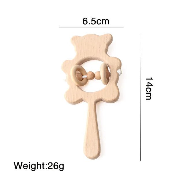 Wooden Baby Rattles Set – Beech Wood Teether Musical Montessori Toy - Onlytenbucks.com