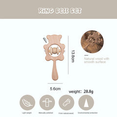 Wooden Baby Rattles Set – Beech Wood Teether Musical Montessori Toy - Onlytenbucks.com