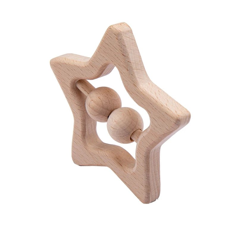 Wooden Baby Rattles Set – Beech Wood Teether Musical Montessori Toy - Onlytenbucks.com