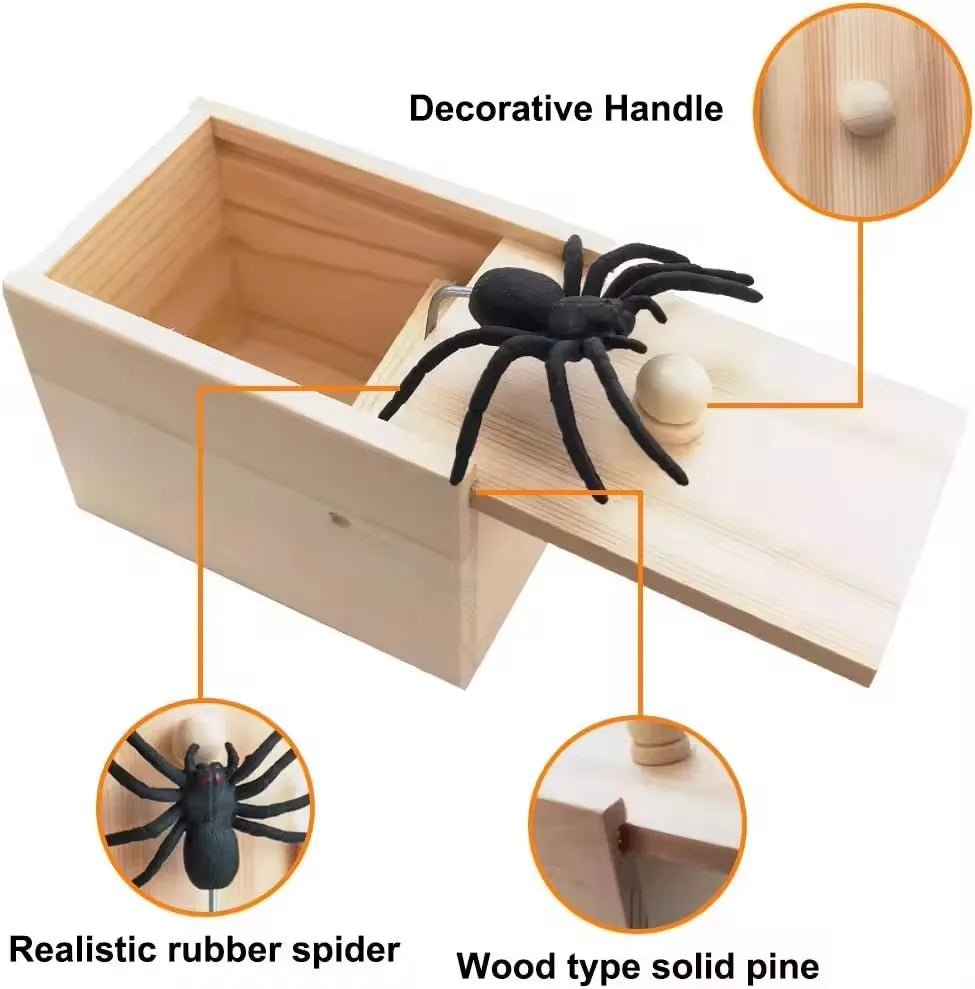 Wooden Spider Prank Box – Surprise Insect Joke - Onlytenbucks.com