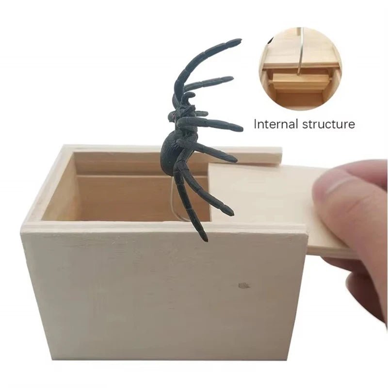Wooden Spider Prank Box – Surprise Insect Joke - Onlytenbucks.com