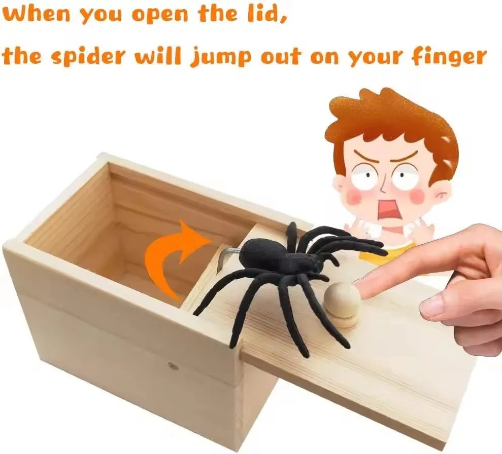 Wooden Spider Prank Box – Surprise Insect Joke - Onlytenbucks.com