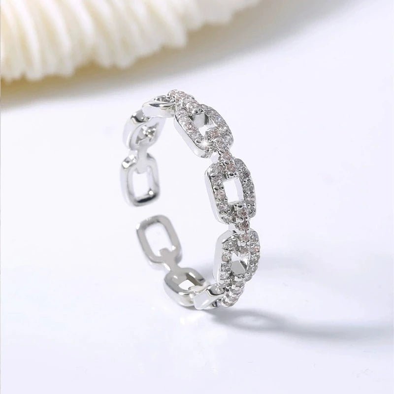 Zircon Twist Chain Open Ring – Elegant Finger Jewelry for Women - Onlytenbucks.com