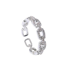 Zircon Twist Chain Open Ring – Elegant Finger Jewelry for Women - Onlytenbucks.com
