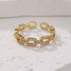 Zircon Twist Chain Open Ring – Elegant Finger Jewelry for Women - Onlytenbucks.com