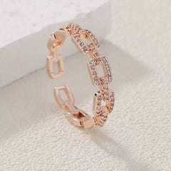 Zircon Twist Chain Open Ring – Elegant Finger Jewelry for Women - Onlytenbucks.com