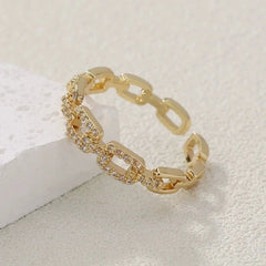 Zircon Twist Chain Open Ring – Elegant Finger Jewelry for Women - Onlytenbucks.com